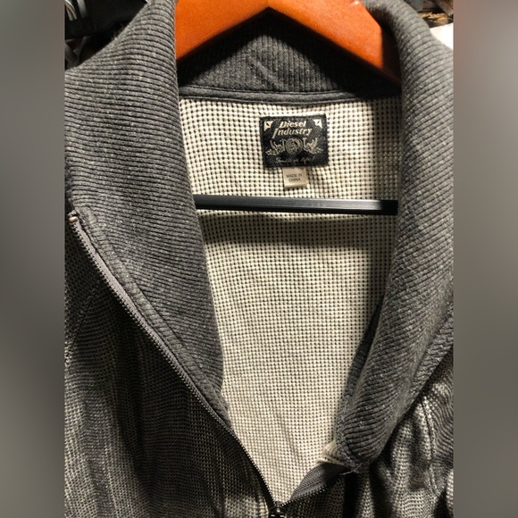 Diesel grey waffle knit zip jacket shawl knit collar XXL - Picture 9 of 14